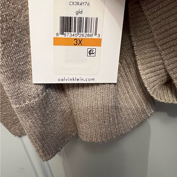 Calvin Klein Gold Cropped Open Front Cardigan Sweater Women's NWT Size 3X - Picture 2 of 4